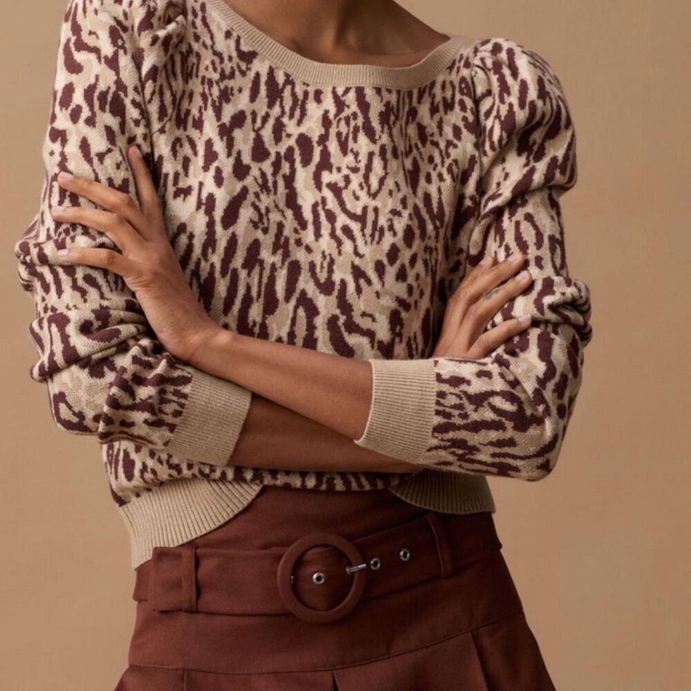 ANTHROPOLOGIE MAEVE Puff-Sleeve Pullover Sweater